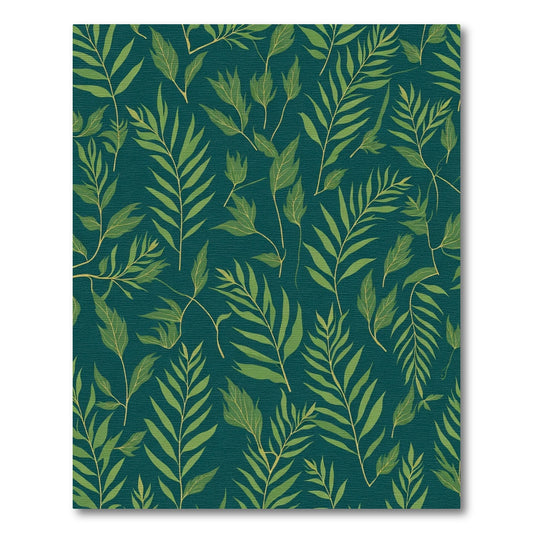 Deep Teal Green Leafy Botanical Rug