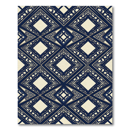 Midnight Navy Geometric Diamond Lattice Rug