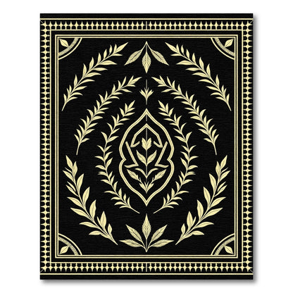 Black Vintage Laurel Botanical Frame Rug