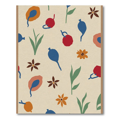 Whimsical Botanical Collage Vibrant Colors Rug