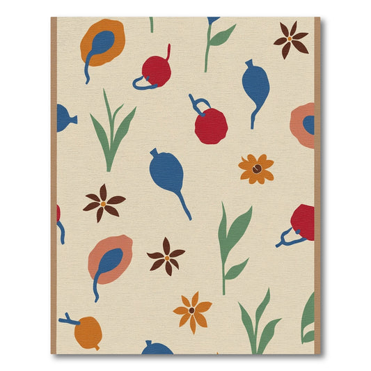Whimsical Botanical Collage Vibrant Colors Rug
