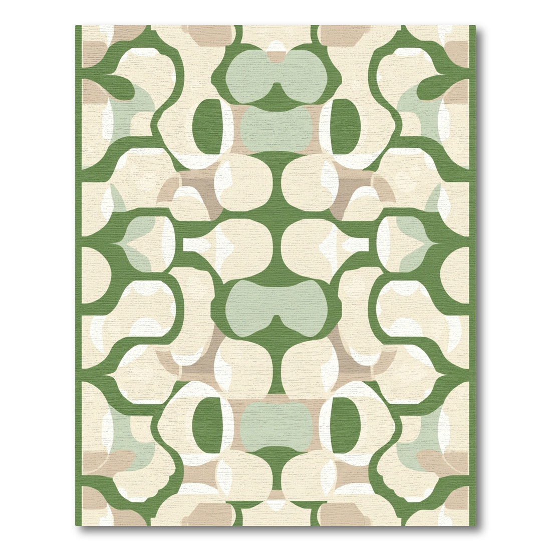 Green Cream Organic Midcentury Organic Rug