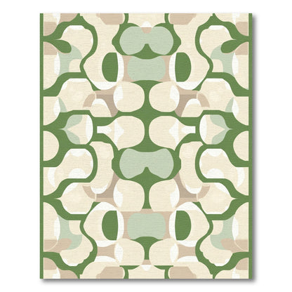 Green Cream Organic Midcentury Organic Rug