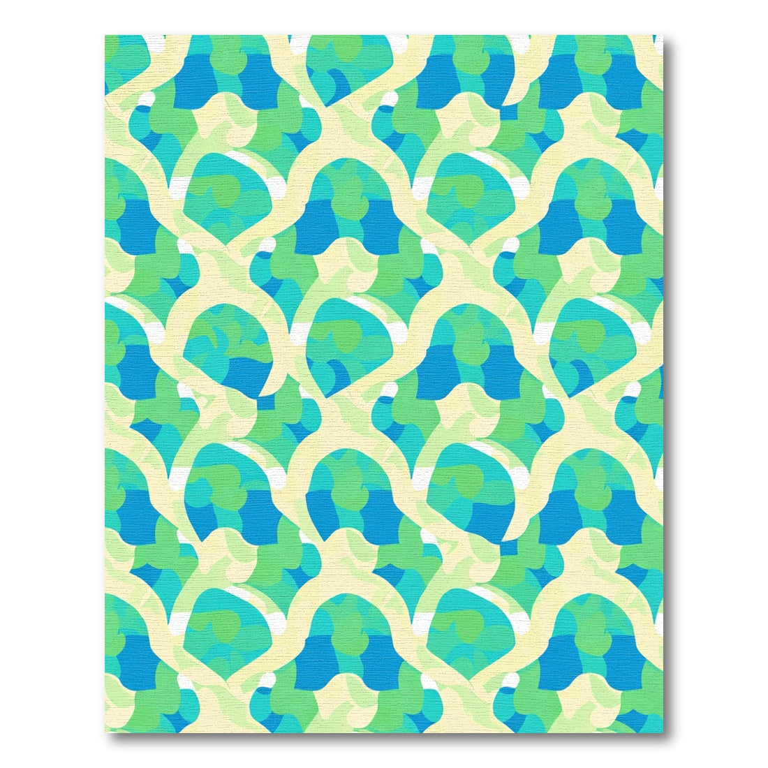Aqua Teal Abstract Organic Waves Rug