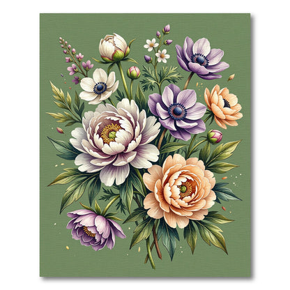 Floral Bouquet Cream Purple Peach Rug