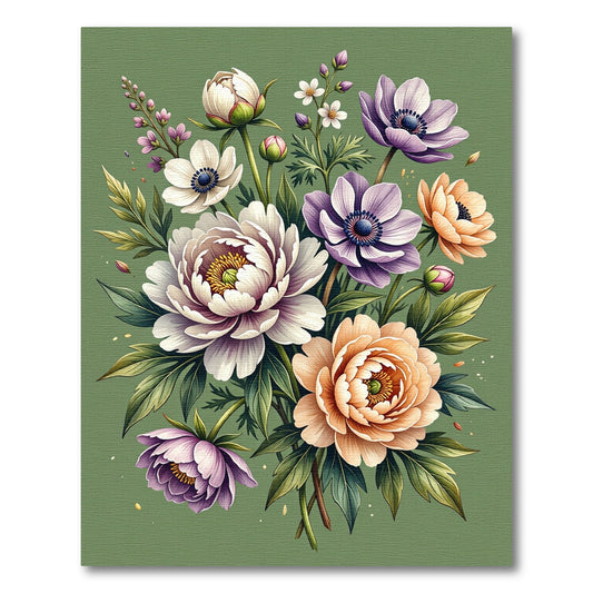 Floral Bouquet Cream Purple Peach Rug