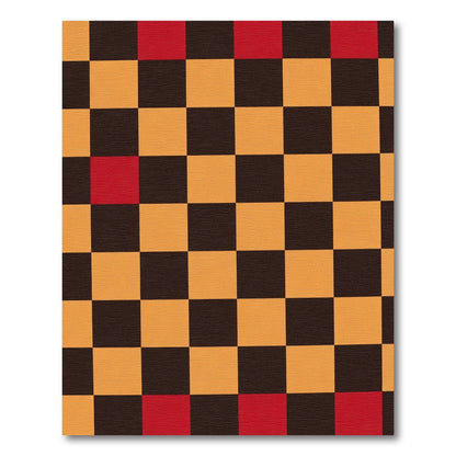 Checkerboard Red Orange Composition Rug