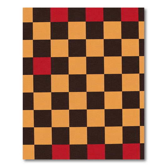 Checkerboard Red Orange Composition Rug