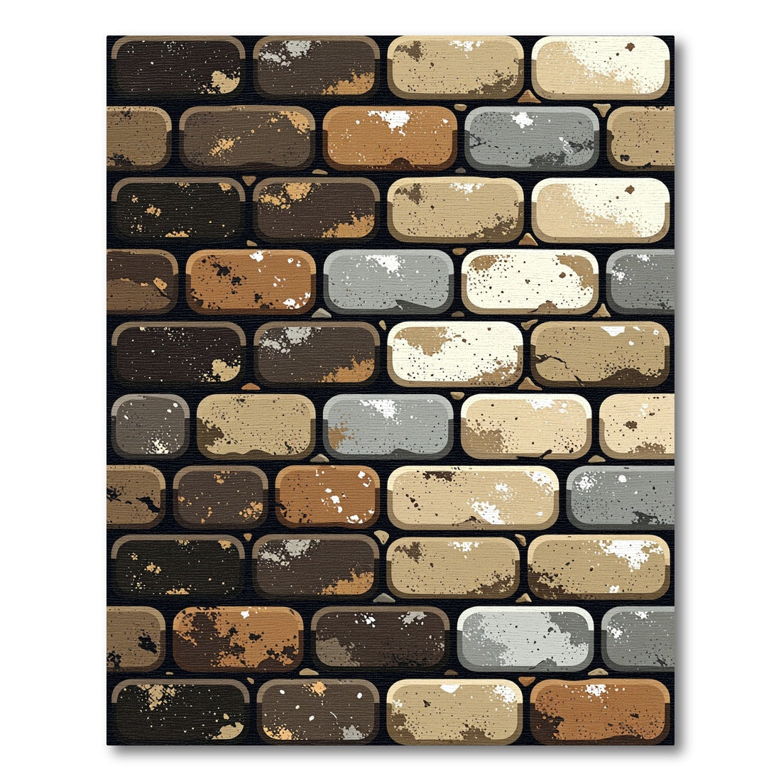 Earthy Tones Weathered Rectangular Stone Wall Rug
