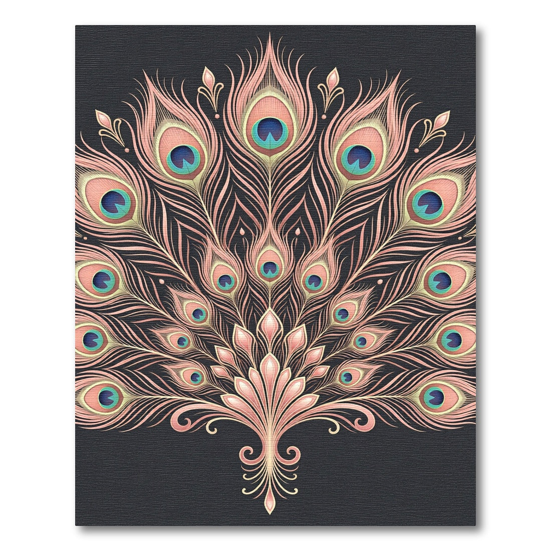 Pink Peacock Feather Fan Art Rug
