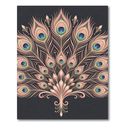 Pink Peacock Feather Fan Art Rug
