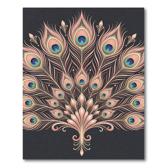 Pink Peacock Feather Fan Art Rug