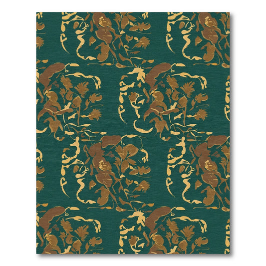 Emerald Teal Abstract Floral Swirl Rug