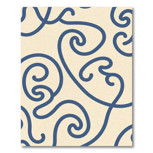 Navy Blue Swirl Abstract Organic Rug