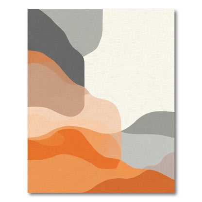 Abstract Orange Gray Smooth Waves Rug
