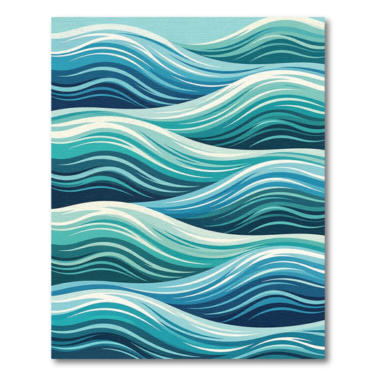 Modern Ocean Blue Wavy Wave Rug