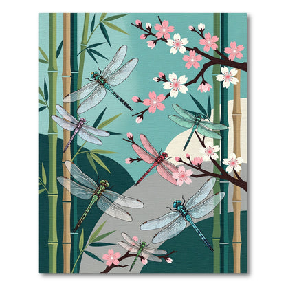 Zen Dragonfly and Cherry Blossom Art Rug