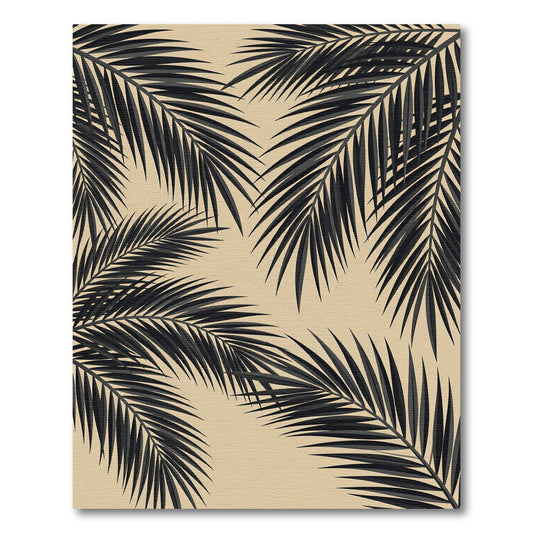 Minimalist Black Tropical Frond Rug