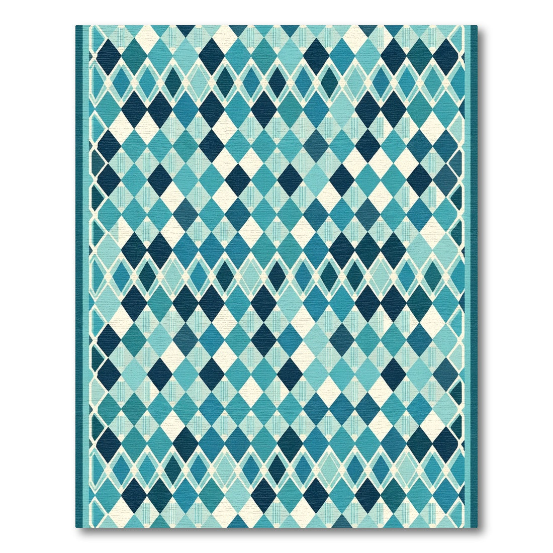 Ocean Blue Diamond Lattice Rug