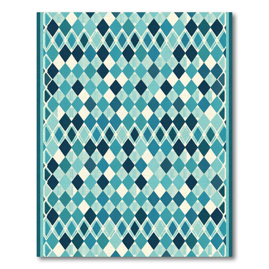 Ocean Blue Diamond Lattice Rug
