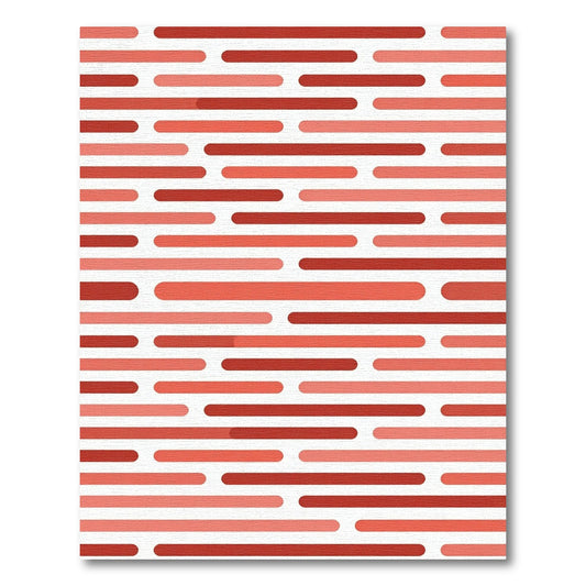 Coral Red Rounded Stripe Rug