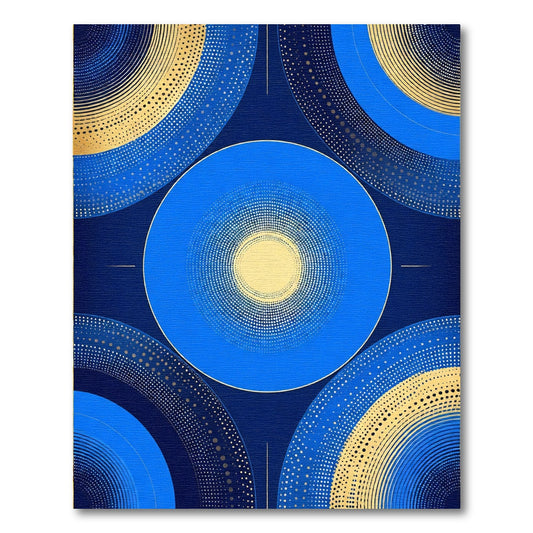 Deep Blue Golden Circle Radiance Rug