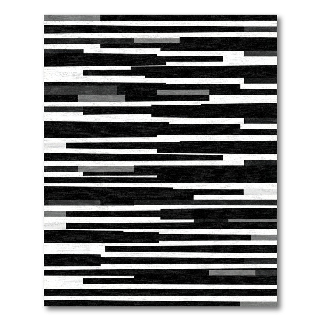 Black Gray White Horizontal Line Rug
