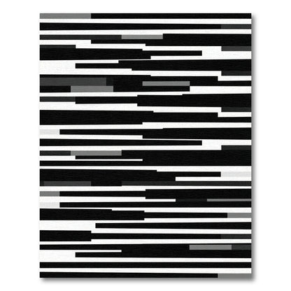 Black Gray White Horizontal Line Rug