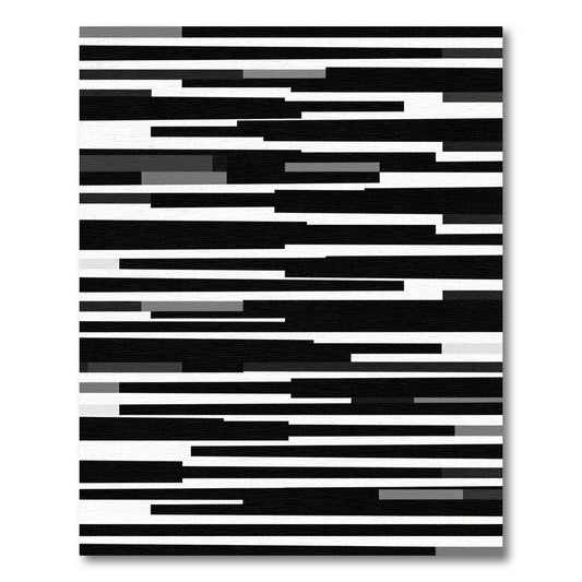 Black Gray White Horizontal Line Rug