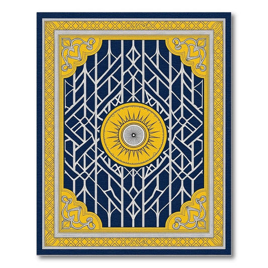 Navy Yellow Art Deco Sunburst Rug