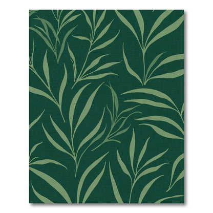Deep Green Leafy Branch Arrangement Rug