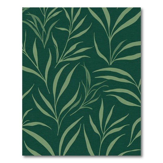 Deep Green Leafy Branch Arrangement Rug