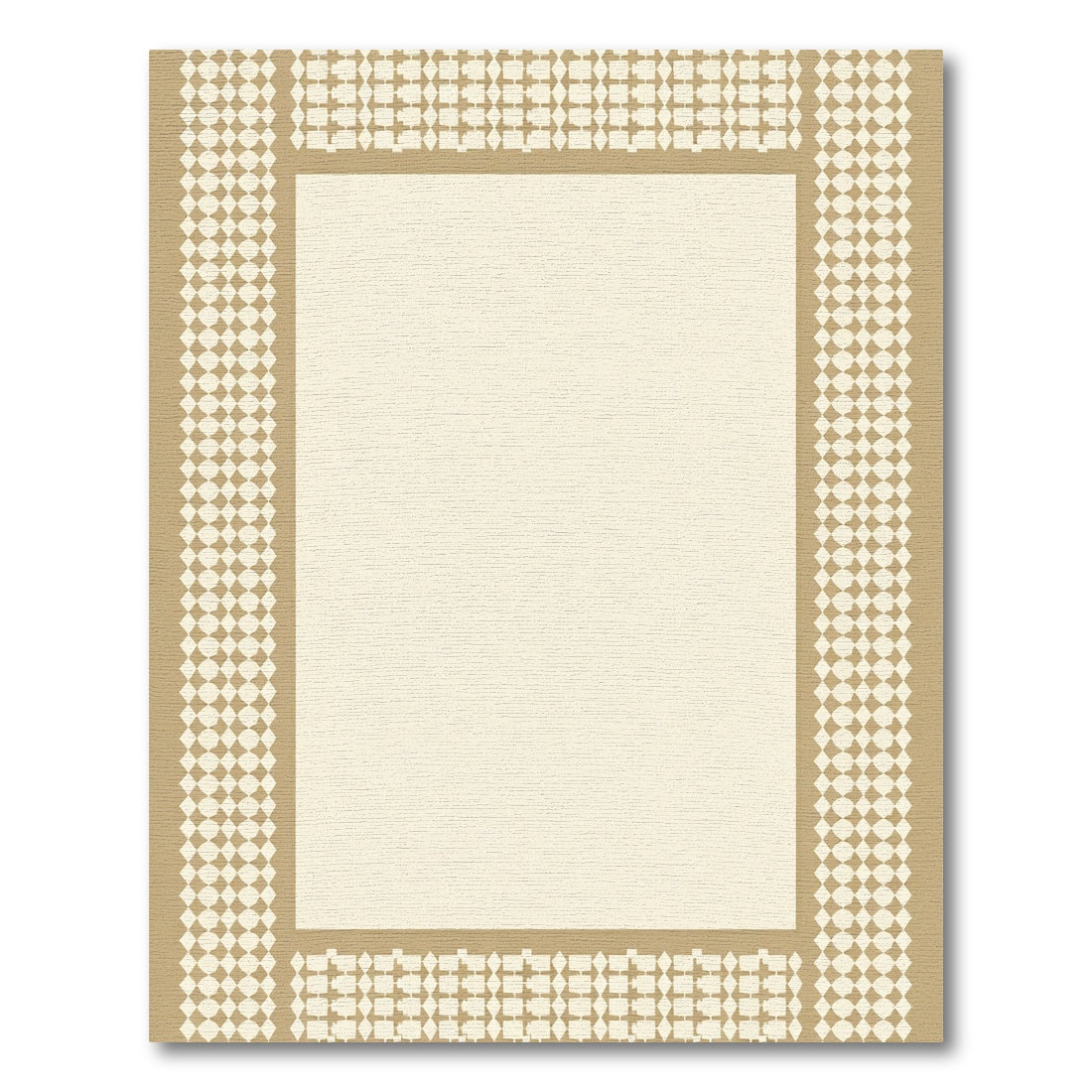 Golden Beige Geometric Lattice Border Rug