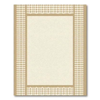 Golden Beige Geometric Lattice Border Rug