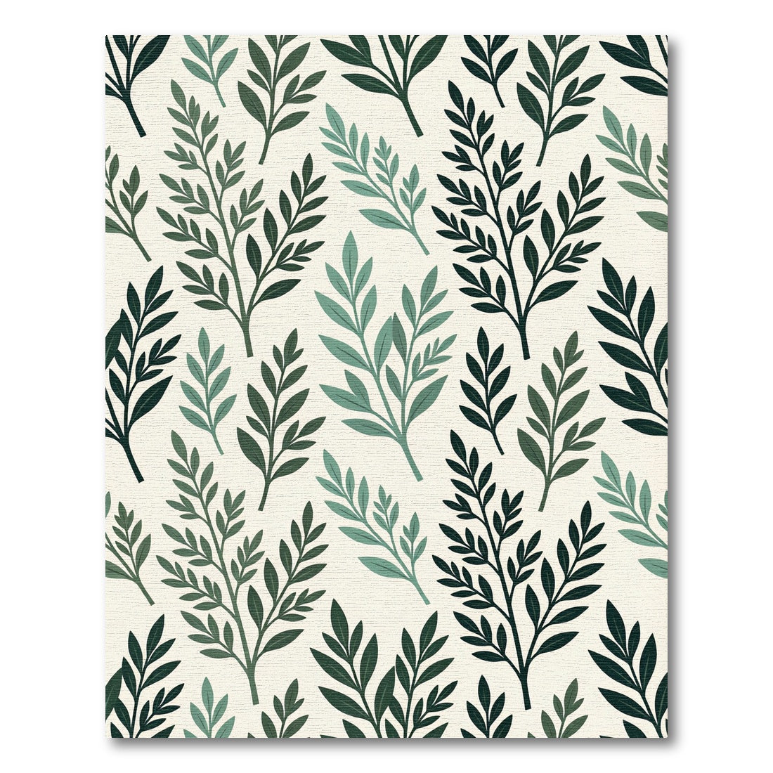 Dark Green Sage Leafy Branch Rug