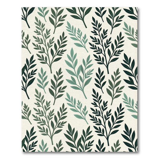 Dark Green Sage Leafy Branch Rug