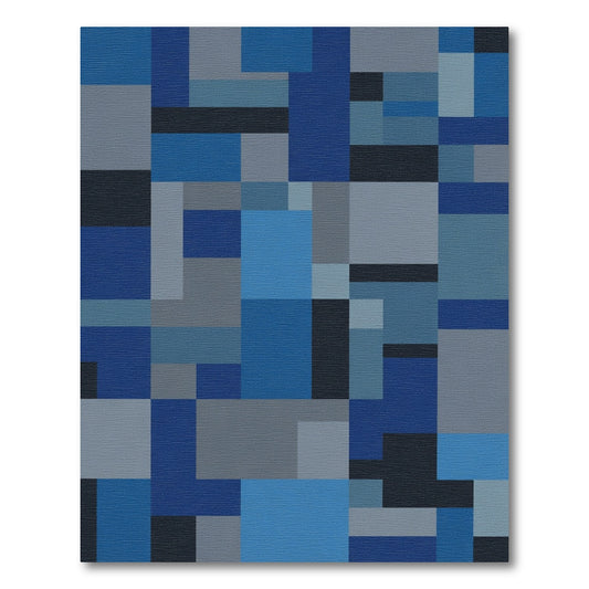 Cool Blue Geometric Blocks Rug
