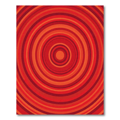 Crimson concentric circles gradient Rug