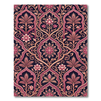 Deep Pink Floral Archway Garden Rug