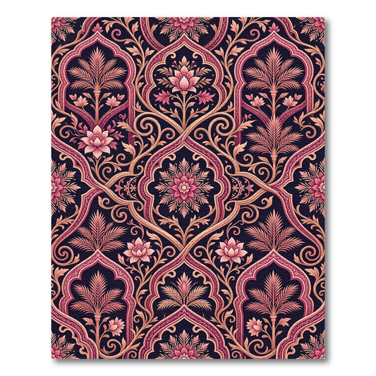 Deep Pink Floral Archway Garden Rug