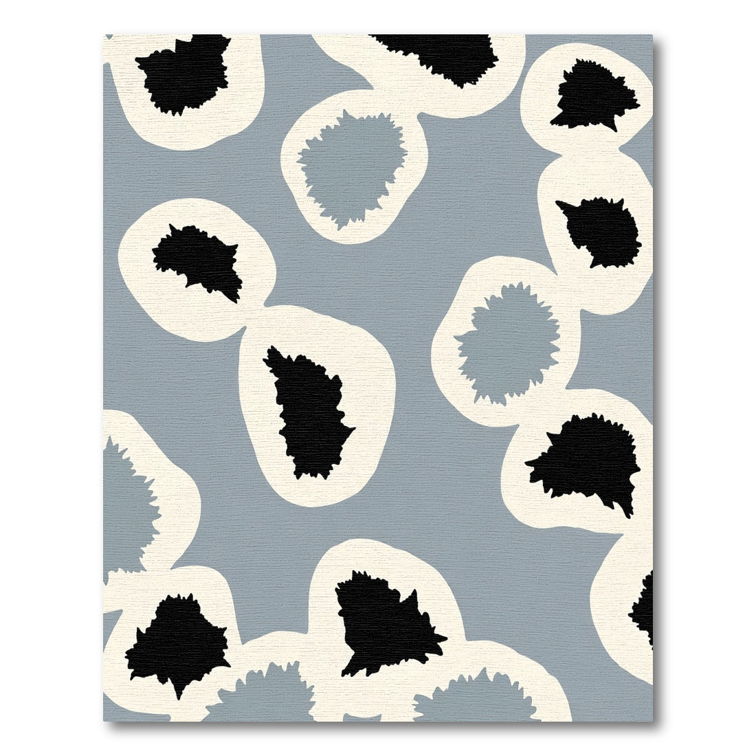 Soft Gray Black Organic Blobs Rug
