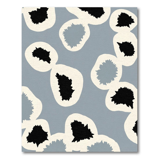 Soft Gray Black Organic Blobs Rug
