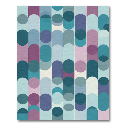 Muted Teal Purple Geometric Circles Rug