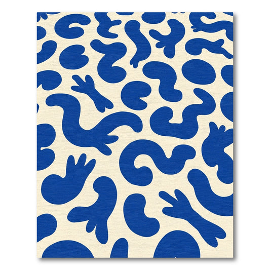 Deep Blue Abstract Amoeba Shapes Rug