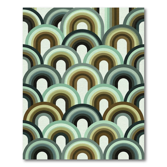 Retro Sage and Earth Tone Arch Rug