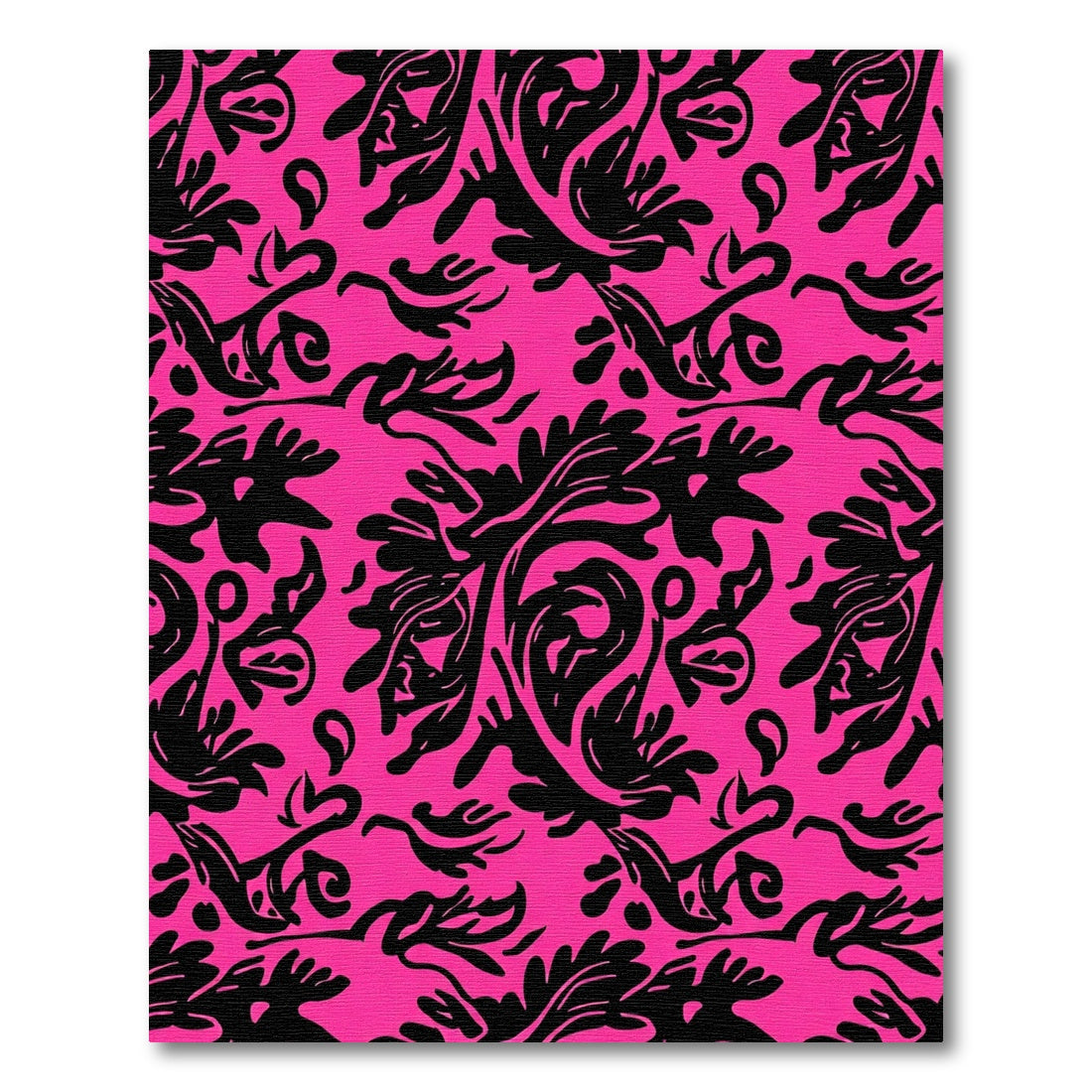 Vibrant Black Floral Swirl Background Rug