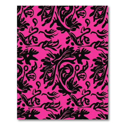 Vibrant Black Floral Swirl Background Rug