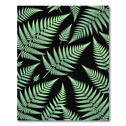 Lush Light Green Tropical Fern Leaves Rug
