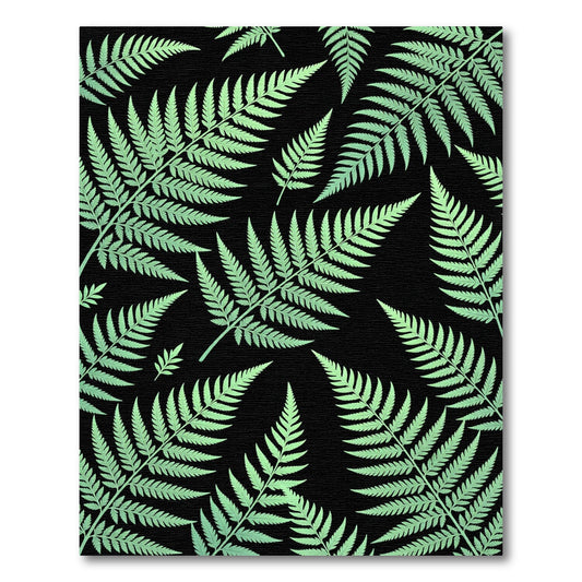 Lush Light Green Tropical Fern Leaves Rug
