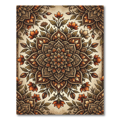 Earthy Terracotta Floral Mandala Rug